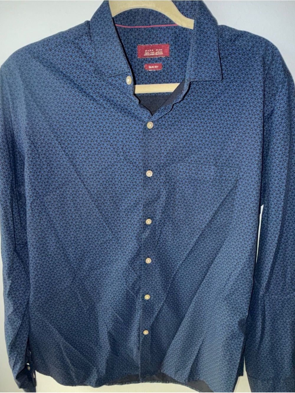 Zara Navy/Black Long Sleeve Dress Shirt